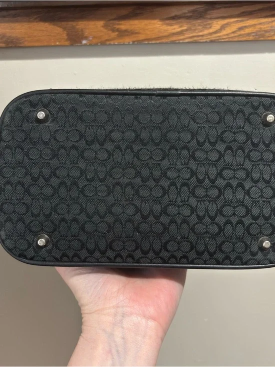 Black Canvas Mini Hobo Shoulder Bag Purse Silver Hardware Y2K Vintage - Picture 6 of 8